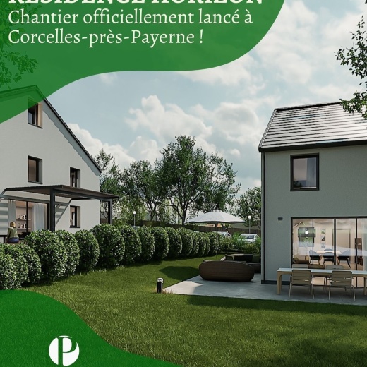 🏡 RÉSIDENCE HORIZON 

🚧 Le chantier est officiellement lancé !

La phase de démolition est désormais terminée, laissant place à une parcelle prête à accueillir la conception de ce superbe nouveau projet de 6 villas mitoyennes. 

Cette étape marque le début concret d’un magnifique quartier de villas, pensé avec soin. 🌱 

📅 Livraison prévue : Printemps 2027

Nous nous réjouissons de partager avec vous l’avancement de ce projet au fil des prochains mois. 

Idéalement situé dans le quartier résidentiel et prisé de l’Arzillier à Corcelles-près-Payerne, ce nouveau projet de six villas contemporaines, vendues sur plans, offre de grands espaces de vie et un cadre enchanteur. 

💚 Emplacement privilégié à quelques minutes de Payerne 

 👉 Biens neufs, sous garantie et énergétiquement efficients

🔑 Finitions de qualité et excellentes distributions

💥 Prix de vente attractifs pour la région

🤗 Prenons le temps de nous rencontrer. Tout simplement.

PROXIMMO Agence Immobilière

Deborah Nardo 
☎️ 021 351 08 08
☎️ 079 528 52 92
📪 deborah@proximmo.ch
👉🏼 www.proximmo.ch