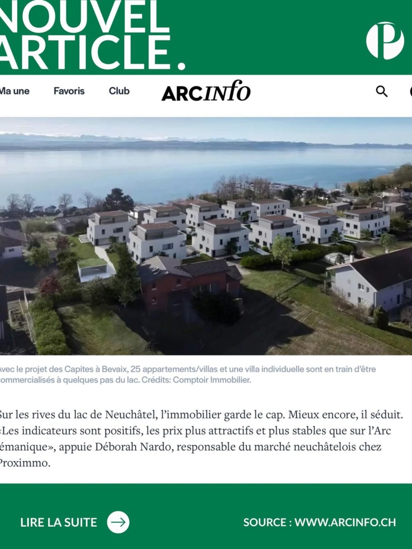 😊 MERCI À L’ARC INFO POUR CE NOUVEL ARTICLE 💚🤩

Deborah Nardo partage son avis à propos du marché Neuchâtelois, un sujet qui nous tient particulièrement à cœur chez Proximmo.

Dans cet article récemment publié, nous partageons notre regard sur un marché qui évolue aujourd’hui à deux vitesses : un littoral dynamique, porté par de nombreux projets et une demande soutenue, et un haut du canton plus contrasté, où les conditions sont plus exigeantes.

Entre patrimoine ancien et nouveaux projets, le marché neuchâtelois continue d’offrir de belles opportunités, aussi bien pour les acquéreurs que pour les investisseurs.

👉 Article complet : https://proximmo.ch/fr/actualites/a-neuchatel-un-marche-immobilier-a-deux-vitesses-mais-plein-d-elan

PROXIMMO Agence Immobilière
Ruelle W.-Mayor 2
CH - 2001 Neuchâtel

Place Bel-Air 1, 1003 Lausanne
☎️ 021 351 08 08
📪 info@proximmo.ch
👉🏼 www.proximmo.ch

#immobilier #neuchâtel #proximmo  #arcinfo #icionvend