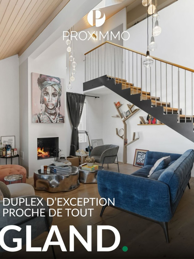 🤩 𝐔𝐍 𝐃𝐔𝐏𝐋𝐄𝐗 𝐑𝐀𝐑𝐄 𝐀𝐔𝐗 𝐕𝐎𝐋𝐔𝐌𝐄𝐒 𝐄𝐗𝐂𝐄𝐏𝐓𝐈𝐎𝐍𝐍𝐄𝐋𝐒, 𝐀𝐔 𝐂Œ𝐔𝐑 𝐃𝐄 𝐆𝐋𝐀𝐍𝐃 💚🔑

Découvrez ce magnifique duplex de 5 pièces, où élégance, volumes généreux et lumière naturelle se rencontrent pour créer un cadre de vie unique et privilégié. 😍🍃

Idéalement situé au cœur de Gland, à quelques pas de la gare, des écoles et des commerces, ce bien offre une harmonie parfaite entre l’espace et le confort d’une maison, avec la simplicité de vie d’un appartement. 😉🍀

Un véritable cocon familial, alliant sérénité, modernité et qualité de vie. 😊✨

🤗 Laissez-vous séduire par cette adresse d’exception. 

Pour plus d’informations, Toni se tient à votre disposition :

Toni Scuderi
toni@proximmo.ch
+41 79 205 32 47

PROXIMMO Agence Immobilière
Rue de la Morâche 7
CH - 1260 Nyon

#proximmo #immobilier #gland #icionvend