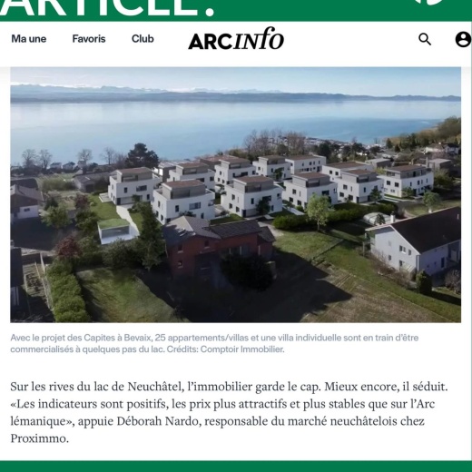 😊 MERCI À L’ARC INFO POUR CE NOUVEL ARTICLE 💚🤩

Deborah Nardo partage son avis à propos du marché Neuchâtelois, un sujet qui nous tient particulièrement à cœur chez Proximmo.

Dans cet article récemment publié, nous partageons notre regard sur un marché qui évolue aujourd’hui à deux vitesses : un littoral dynamique, porté par de nombreux projets et une demande soutenue, et un haut du canton plus contrasté, où les conditions sont plus exigeantes.

Entre patrimoine ancien et nouveaux projets, le marché neuchâtelois continue d’offrir de belles opportunités, aussi bien pour les acquéreurs que pour les investisseurs.

👉 Article complet : https://proximmo.ch/fr/actualites/a-neuchatel-un-marche-immobilier-a-deux-vitesses-mais-plein-d-elan

PROXIMMO Agence Immobilière
Ruelle W.-Mayor 2
CH - 2001 Neuchâtel

Place Bel-Air 1, 1003 Lausanne
☎️ 021 351 08 08
📪 info@proximmo.ch
👉🏼 www.proximmo.ch

#immobilier #neuchâtel #proximmo  #arcinfo #icionvend