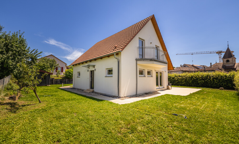 Exclusivité Proximmo - Villa individuelle Minergie 5.5 pièces à Bavois avec jardin, terrasse et garage double